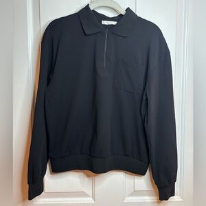 EUC The Row French Terry sweatshirt style top in black size XS